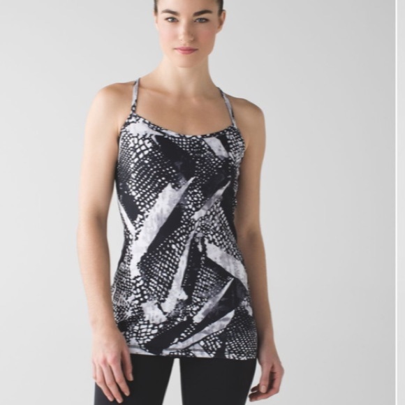 Lululemon Power Y Tank Top Luon Static Mist Black White 8 - Picture 5 of 11